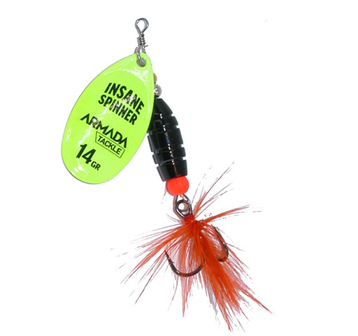 Armada insane spinner 6g är en spinnare av hög kvalitet som spinner i alla lägen. Perfekt för abborre, regnbåge, röding, öring