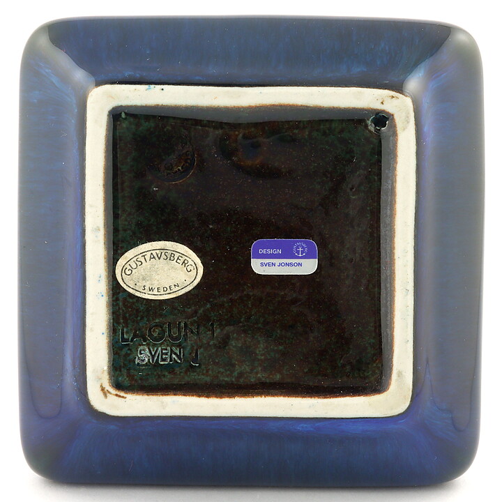 Sven Jonson (Lagun 1960s) Blue Quadratic Candleholder 10 cm (3)