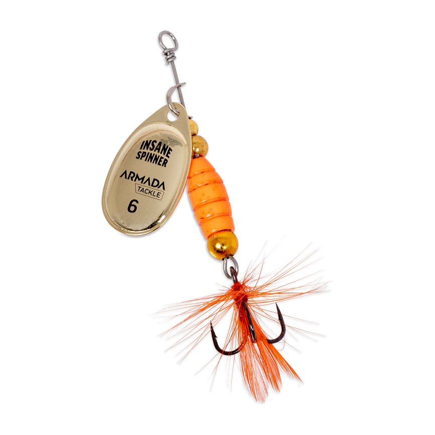 The Armada Insane Spinner 14g is a great spinner for perch, rainbow trout, brown trout, char, and grayling. It’s also a great spinner for pike.