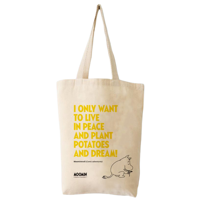 Mumin Canvasväska 36x40 cm - I only want to live in peace and plant potatoes and dream!