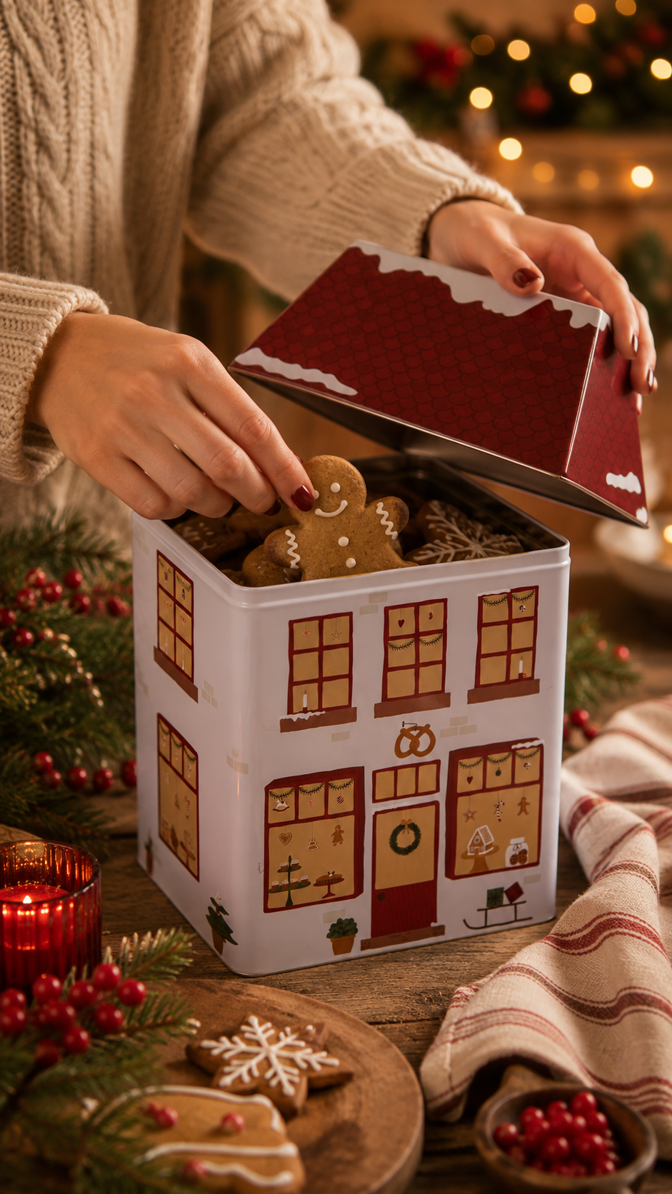 Tin House Bakery with lid for Christmas sweets 
