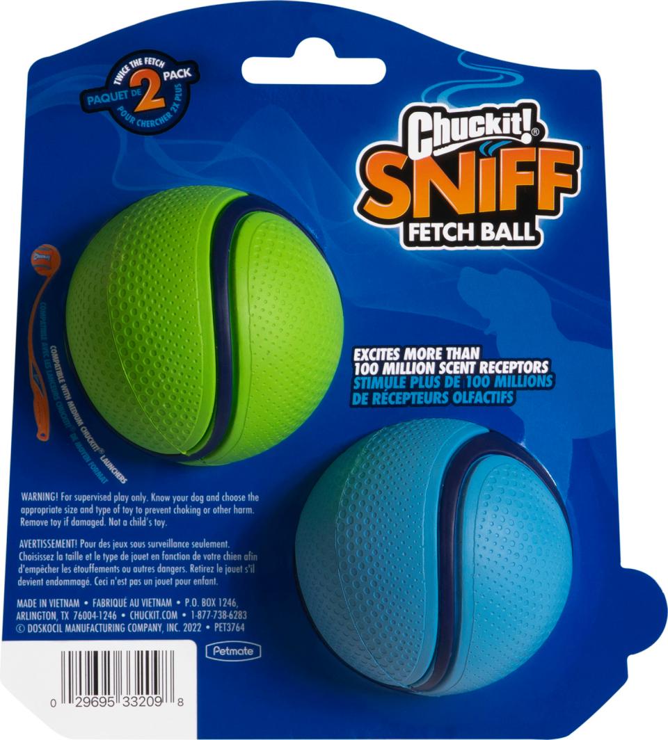Hundleksak CHUCKIT! Sniff Fetch-Bollar Med Doft Av Bacon & Jordnötssmör Medium Ø6cm 2-Pack  - 3
