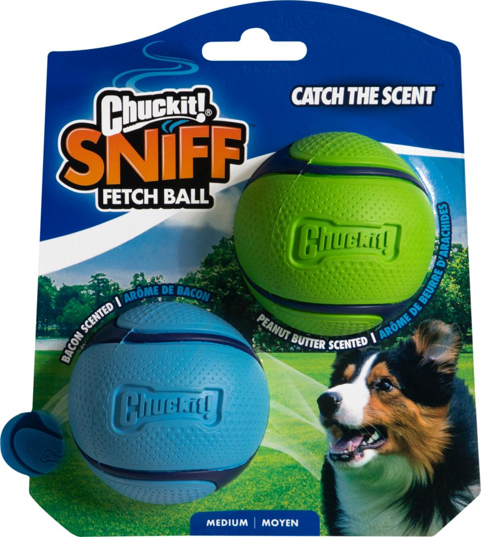 Hundleksak CHUCKIT! Sniff Fetch-Bollar Med Doft Av Bacon & Jordnötssmör Medium Ø6cm 2-Pack  - 2