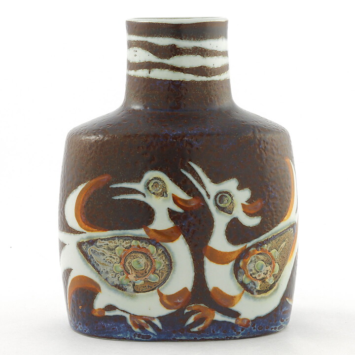 ニルス・ソーソン  Bacaシリーズ  茶色/ベージュのベース  レリーフ装飾  13cm  1965年  #908-3209
