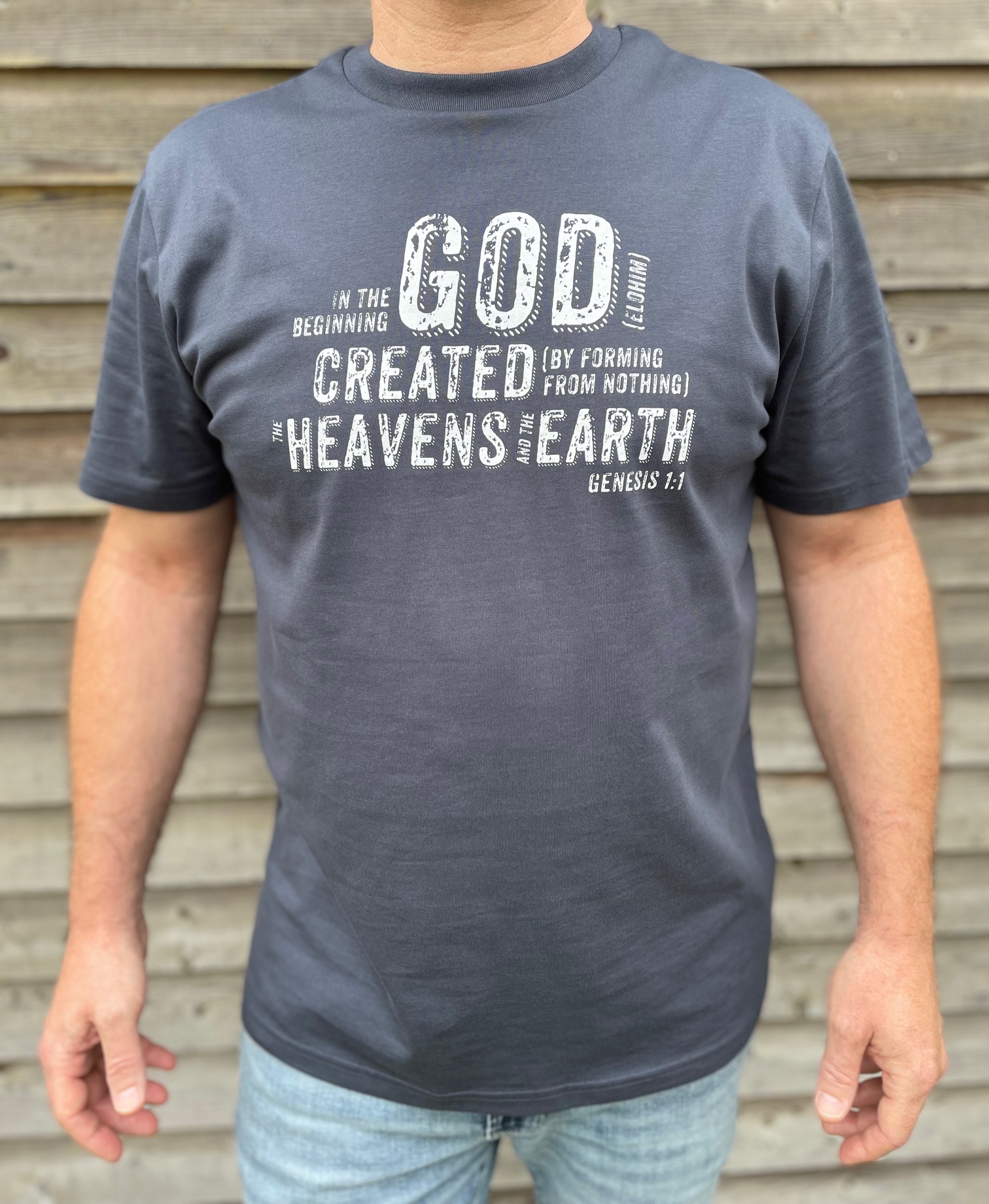 T-SHIRT - God created - India Ink Grey
