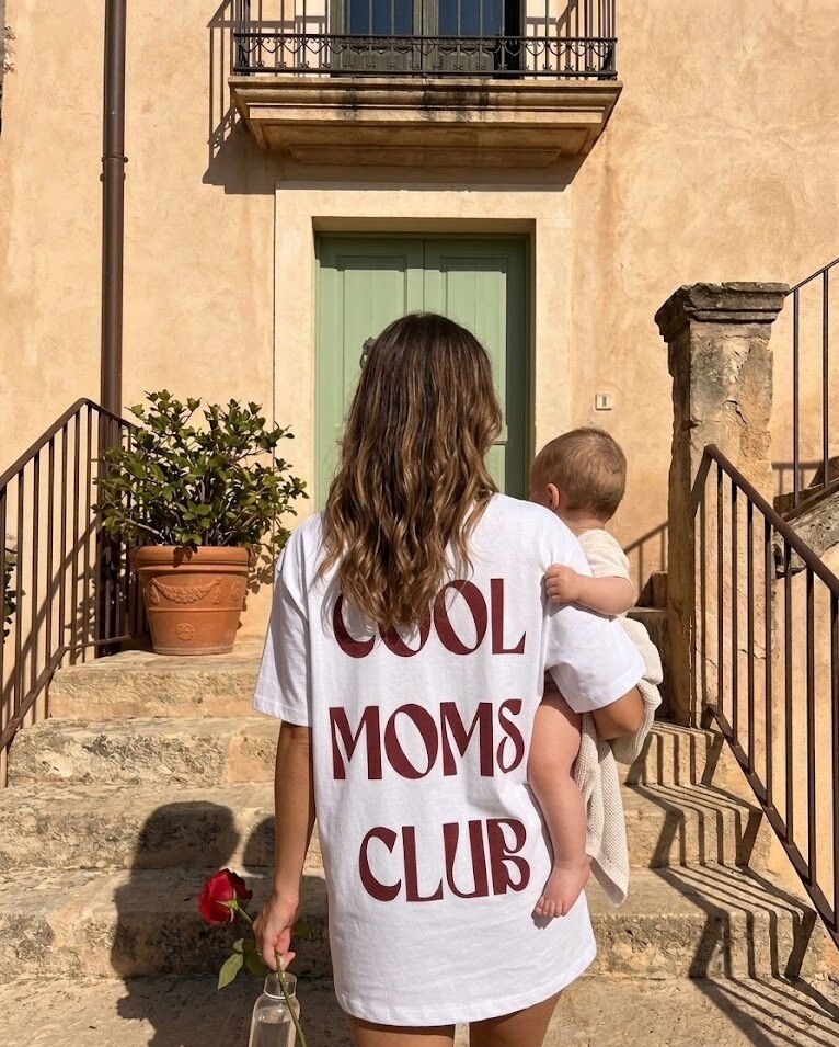 T-shirt Cool moms white/burgundy