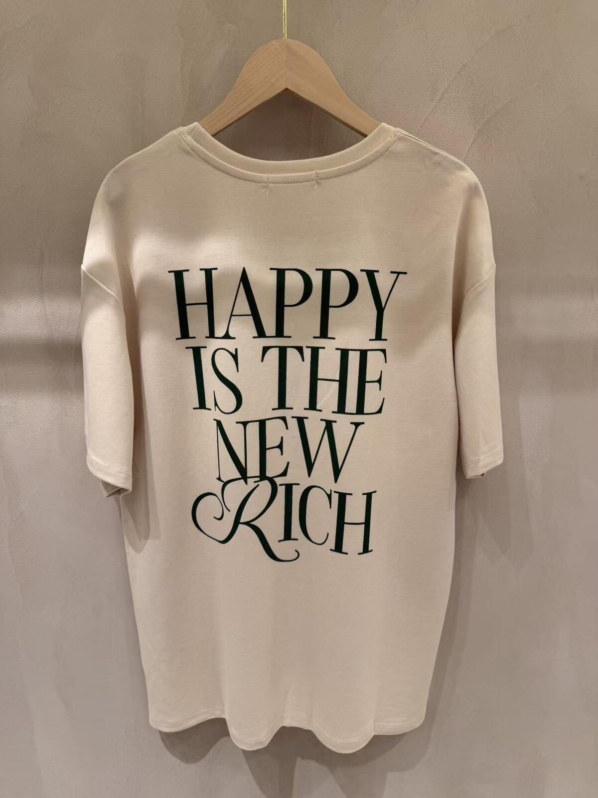 T-shirt Happy is the new rich apricot - 2