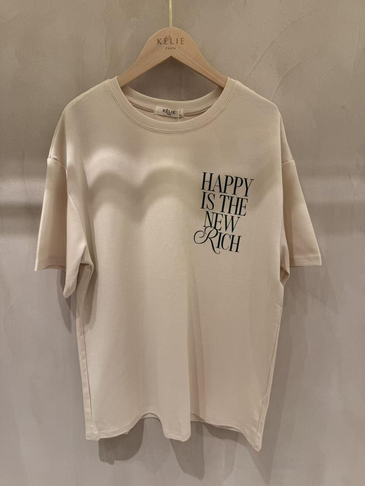 T-shirt Happy is the new rich apricot - 3