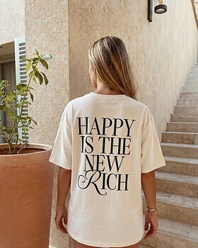 T-shirt Happy is the new rich apricot