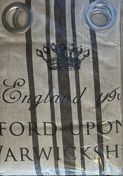 Gardinlängder Shakespeare svart rand linfärgad öljettlängder shabby chic lantlig stil