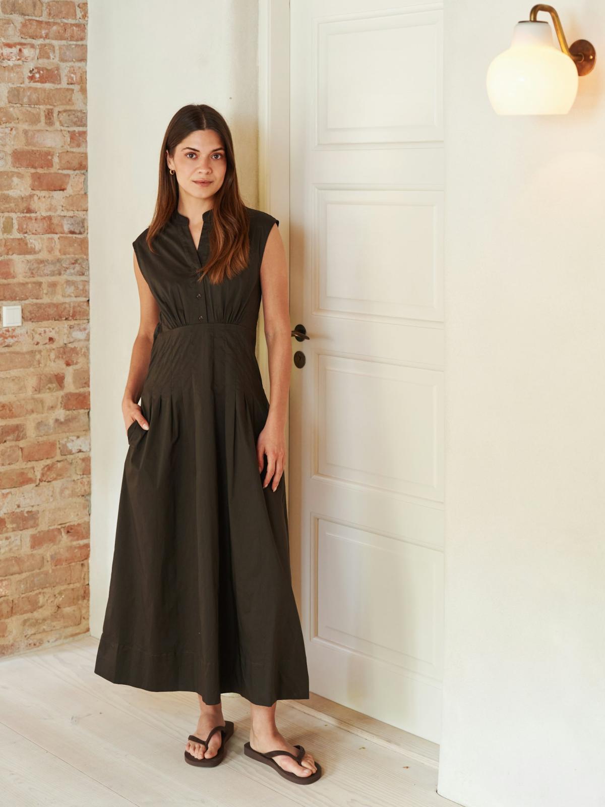 Neo Noir Irena Poplin Dress,   Chocolate Brown - 8