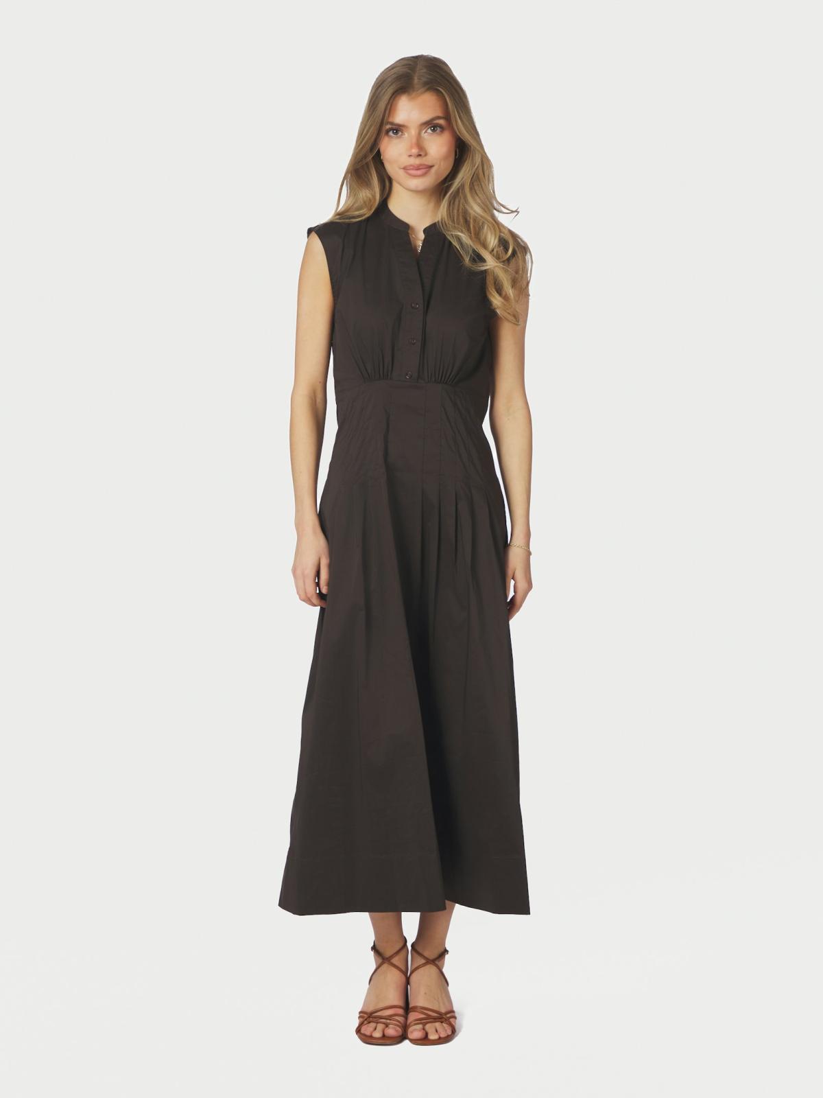 Neo Noir Irena Poplin Dress,   Chocolate Brown - 3