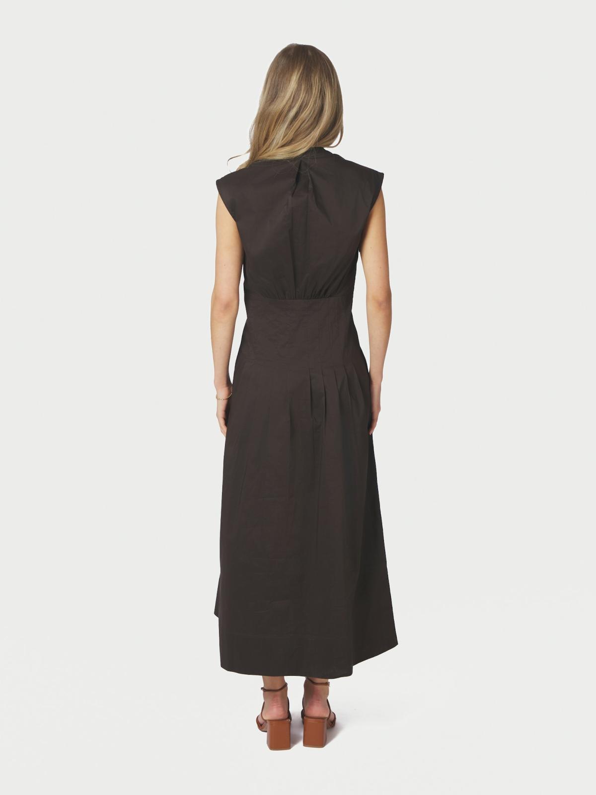 Neo Noir Irena Poplin Dress,   Chocolate Brown - 4