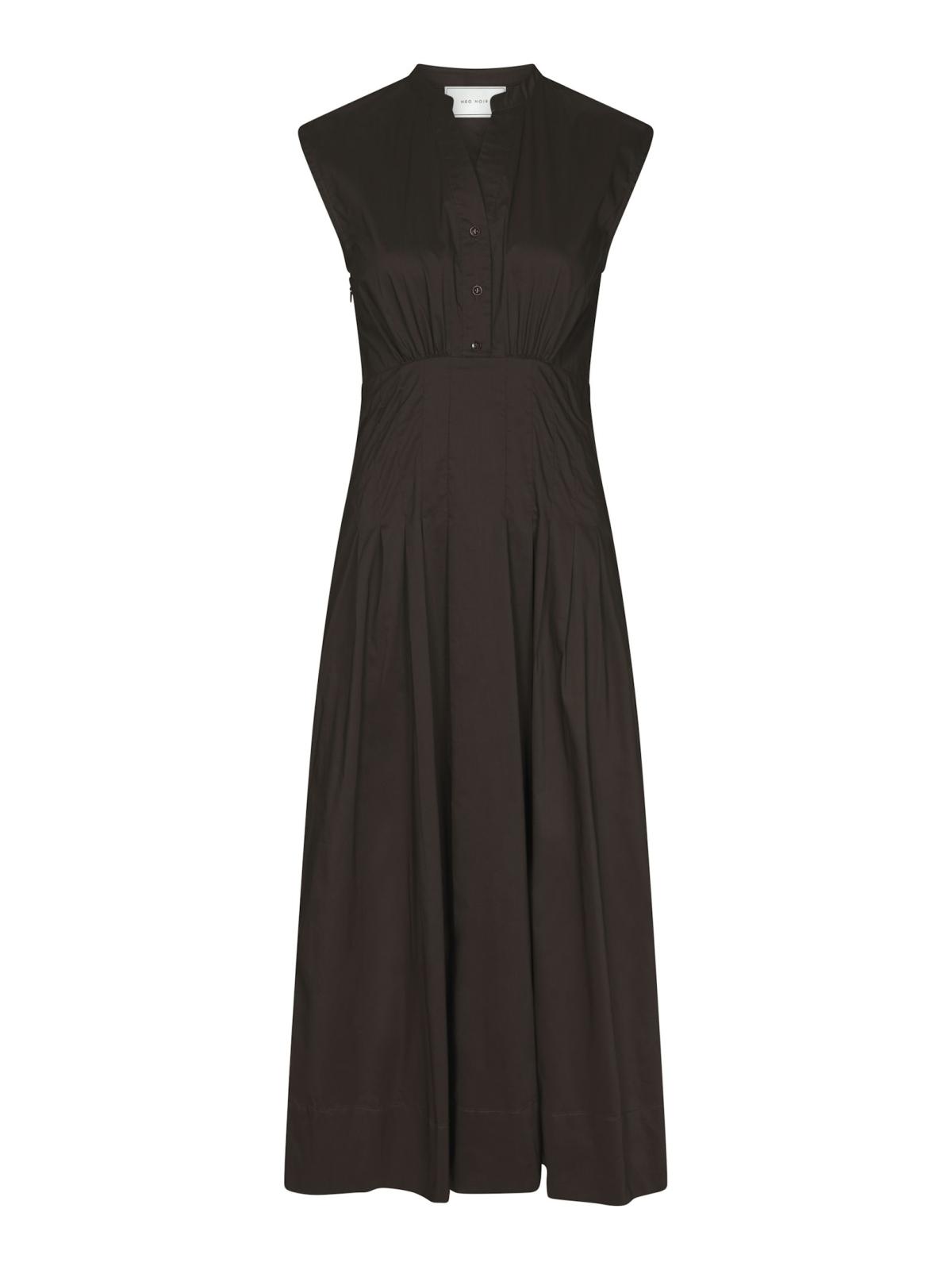 Neo Noir Irena Poplin Dress,   Chocolate Brown