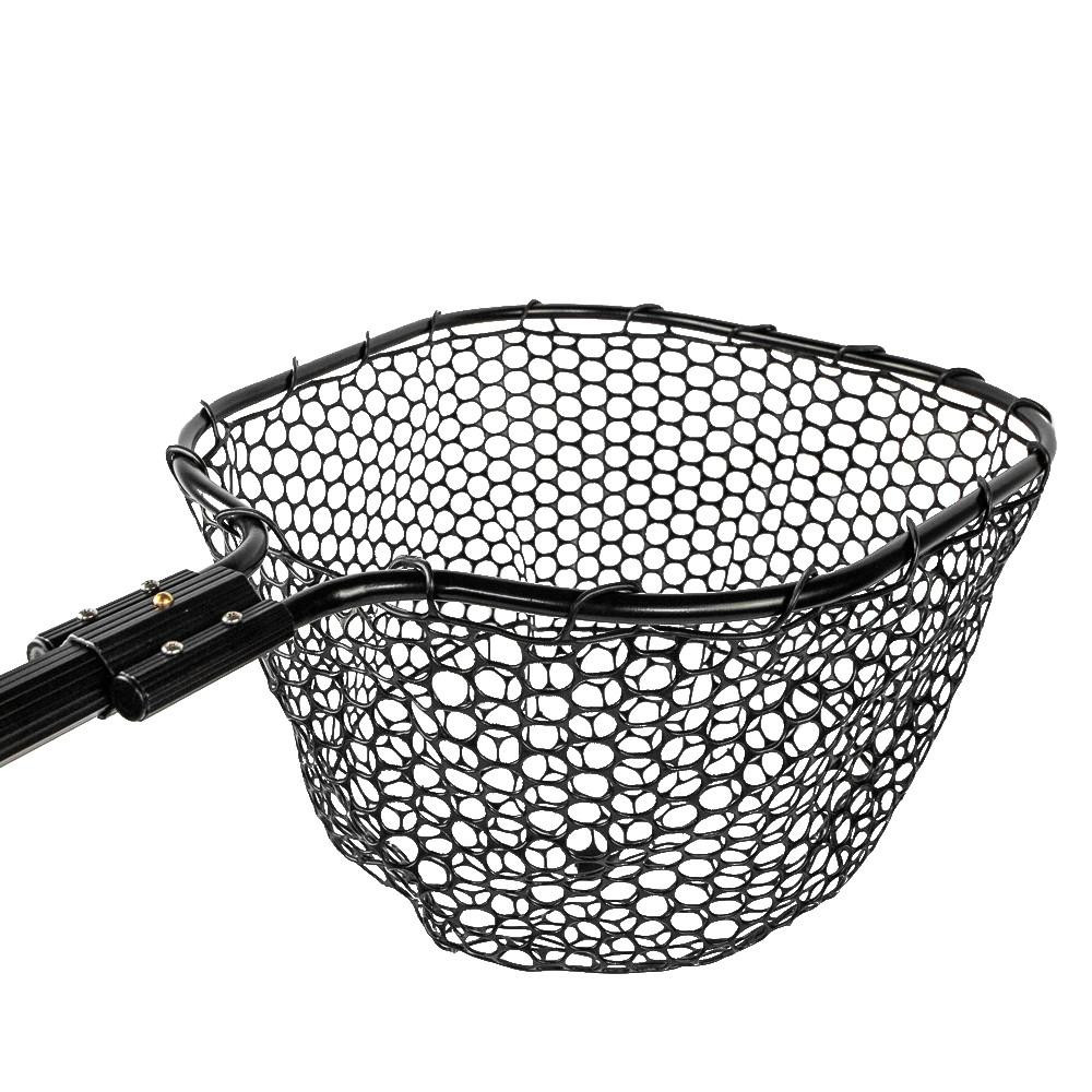 Yakattack 16" x 19" Landing Net with a 35.5" Long Telescoping Handle and Rubber Netting, Black