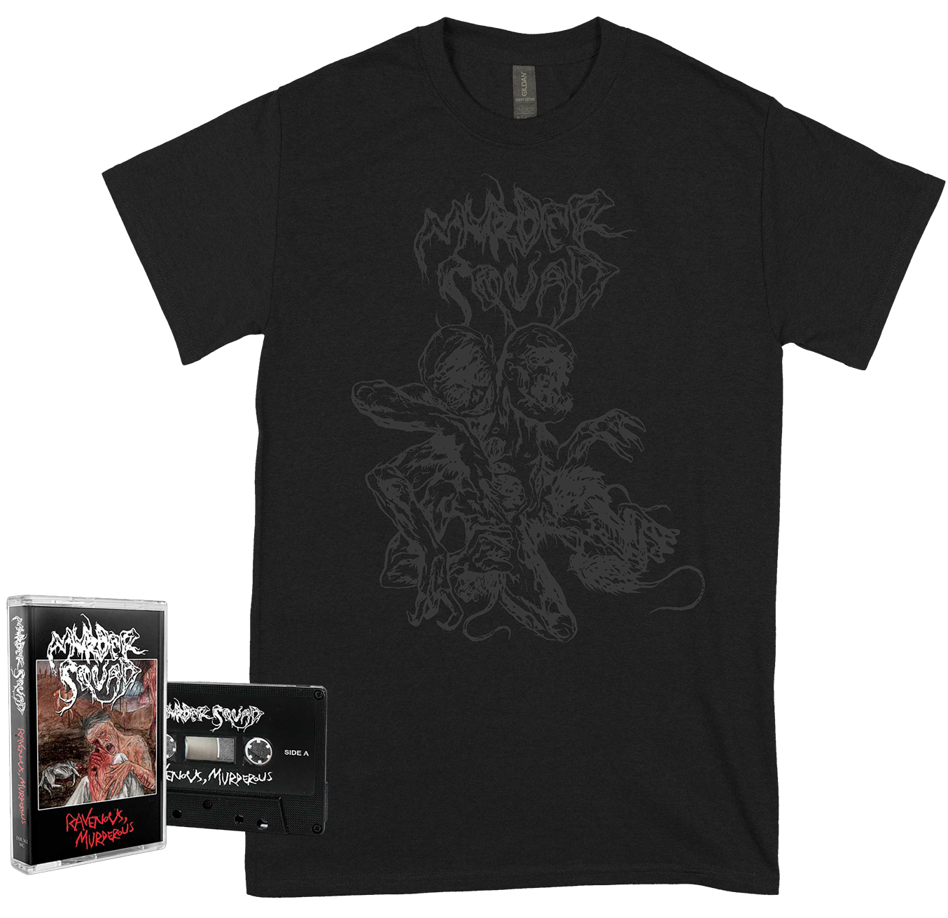 MURDER SQUAD - Ravenous... TAPE + Two Headed Abomination T-shirt BUNDLE (PRE-ORDER)