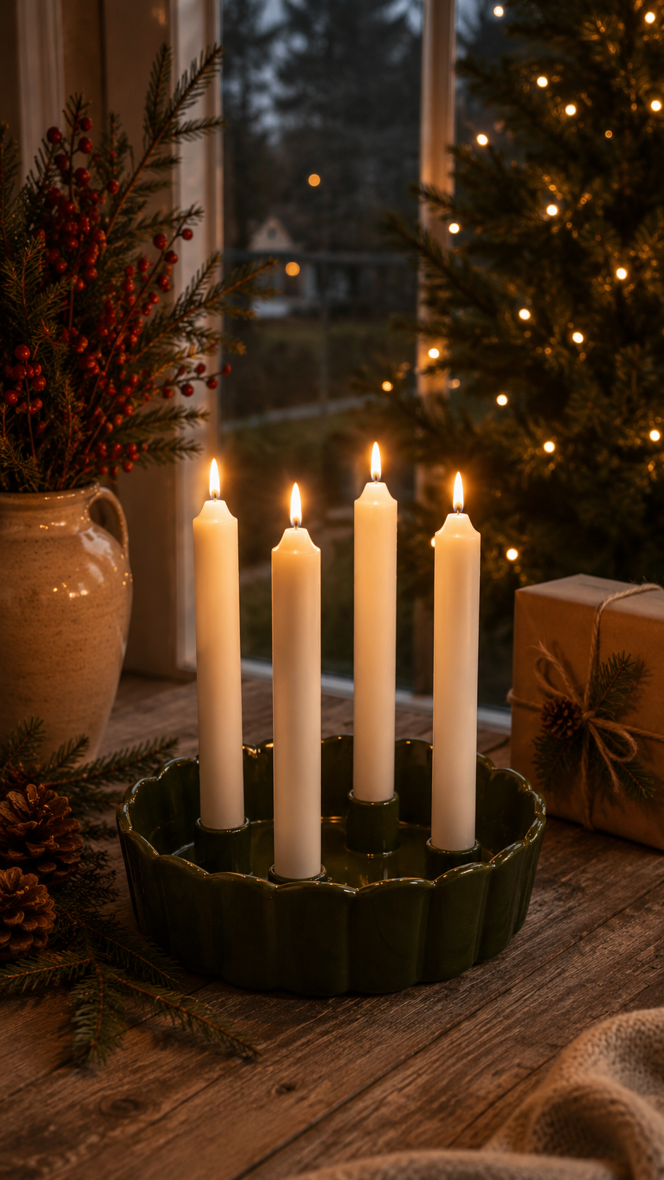 Advent Candle holder Green Ø22 cm