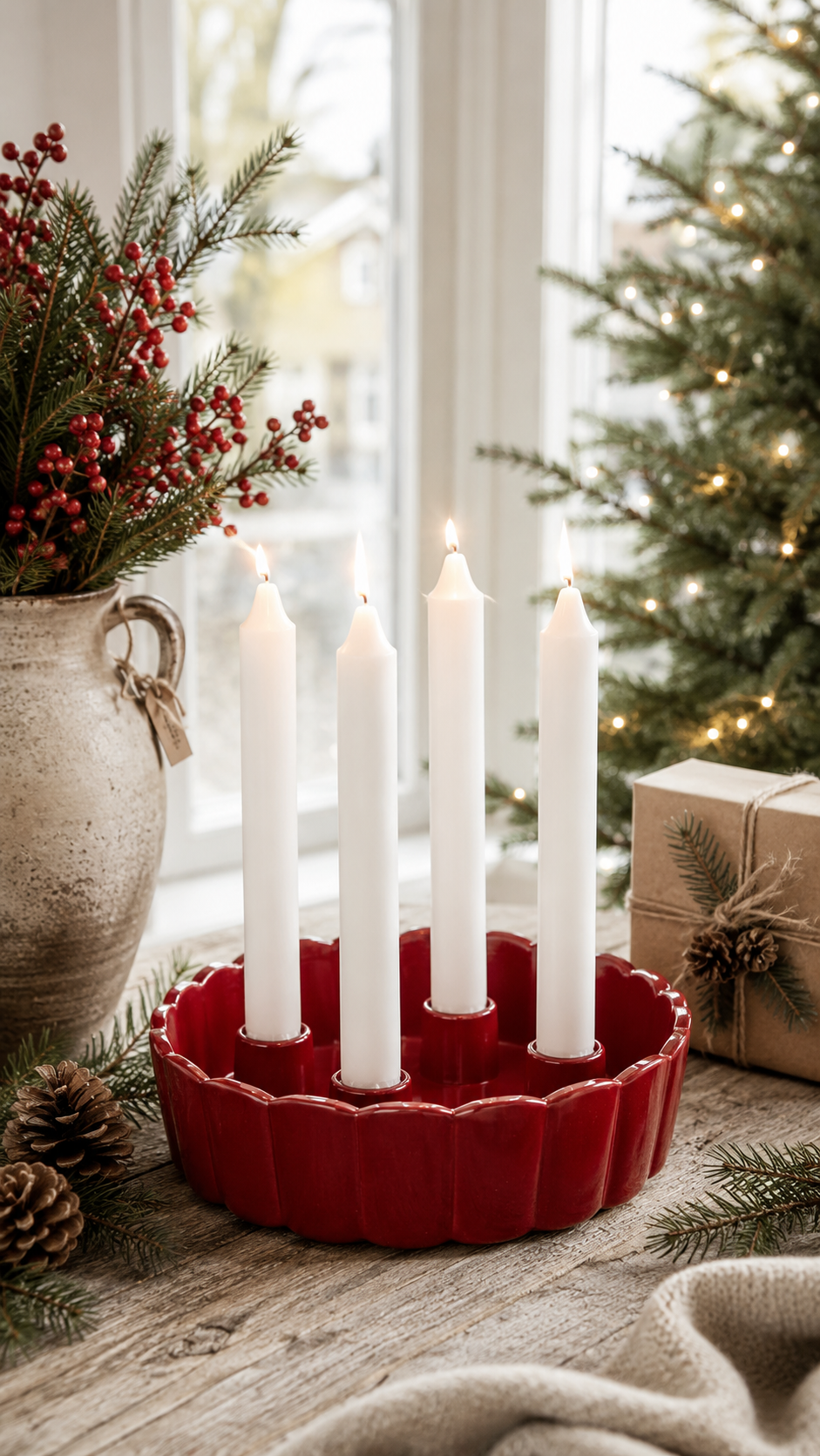 Advent Candle holder Red Ø22 cm