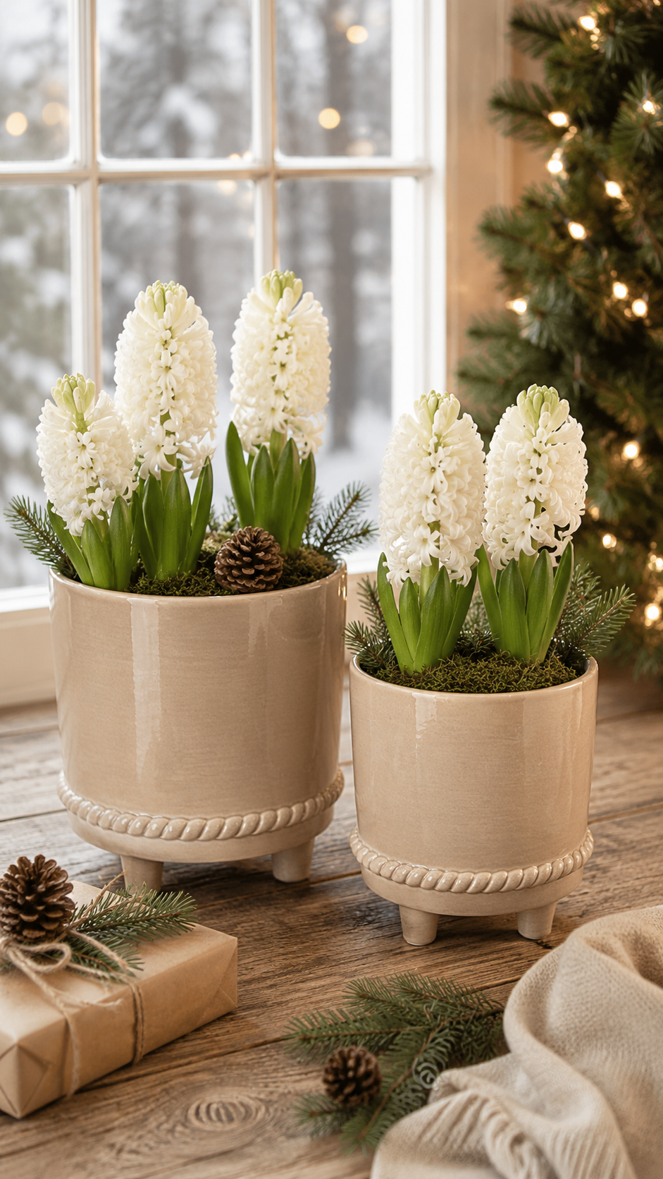 Krukor med fötter - Beige - 2-pack