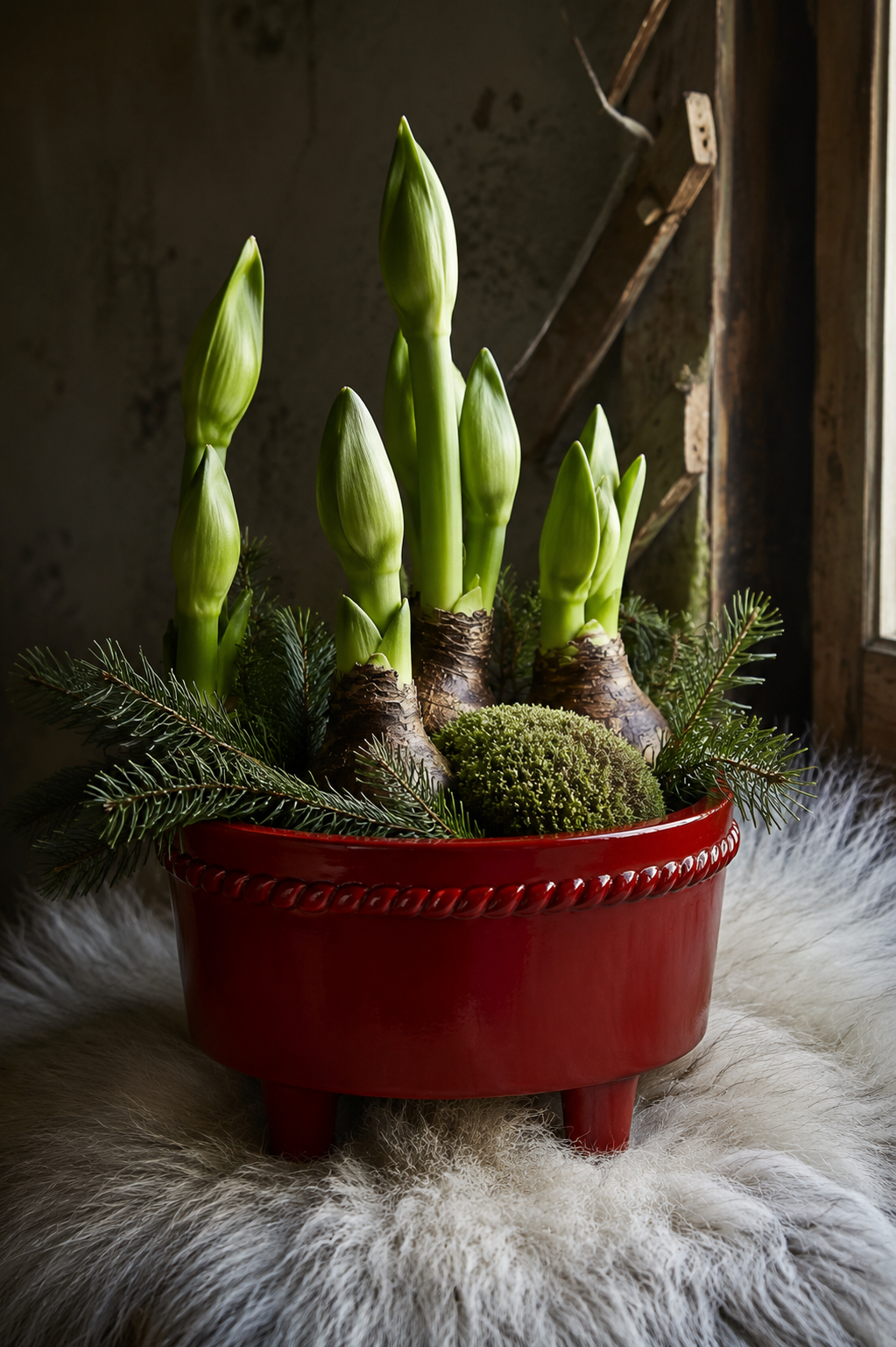 Kruka med fötter - Röd - 23x12 cm - 2