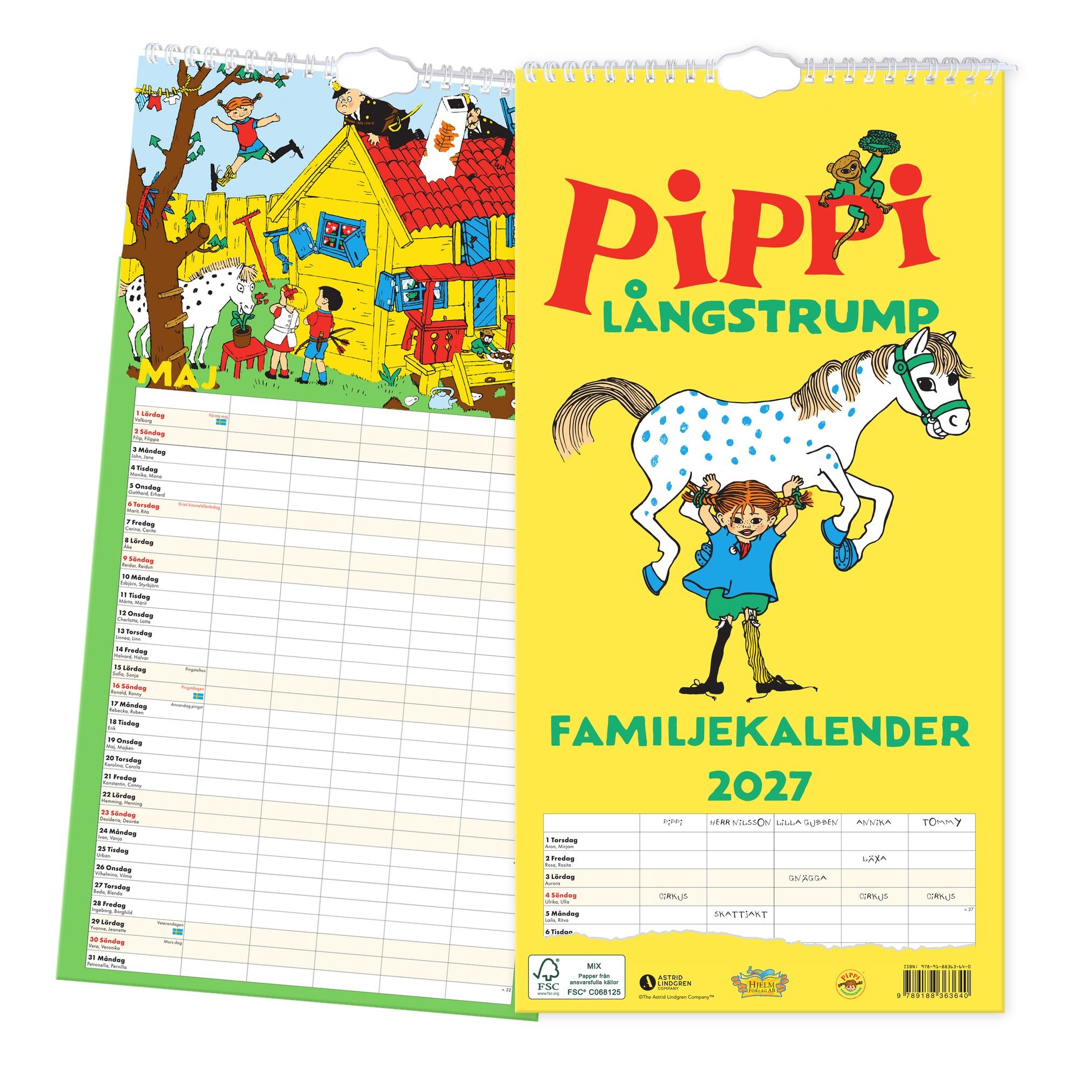 Familjekalender 2027 - Pippi Långstrump