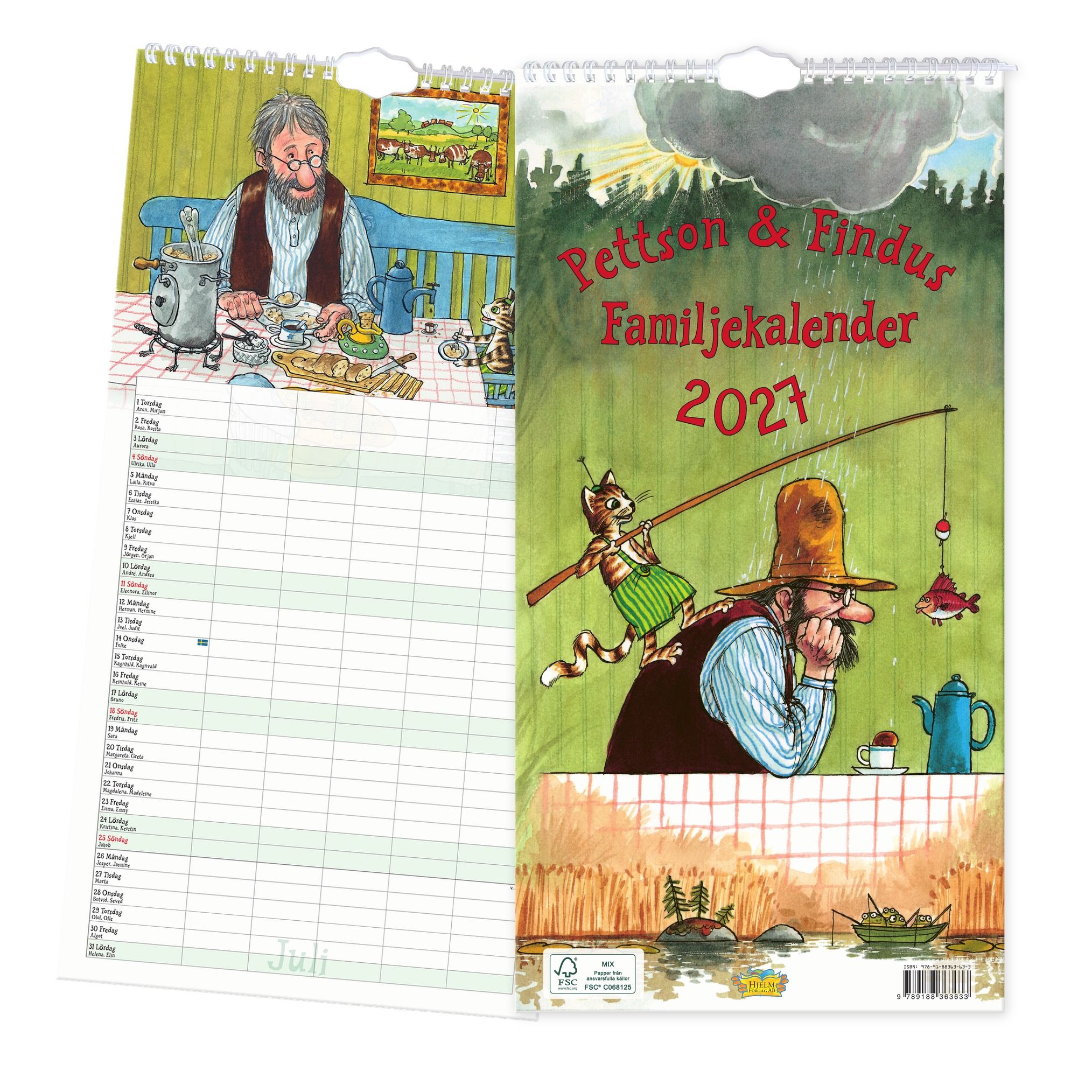Familjekalender 2027 - Pettson och Findus