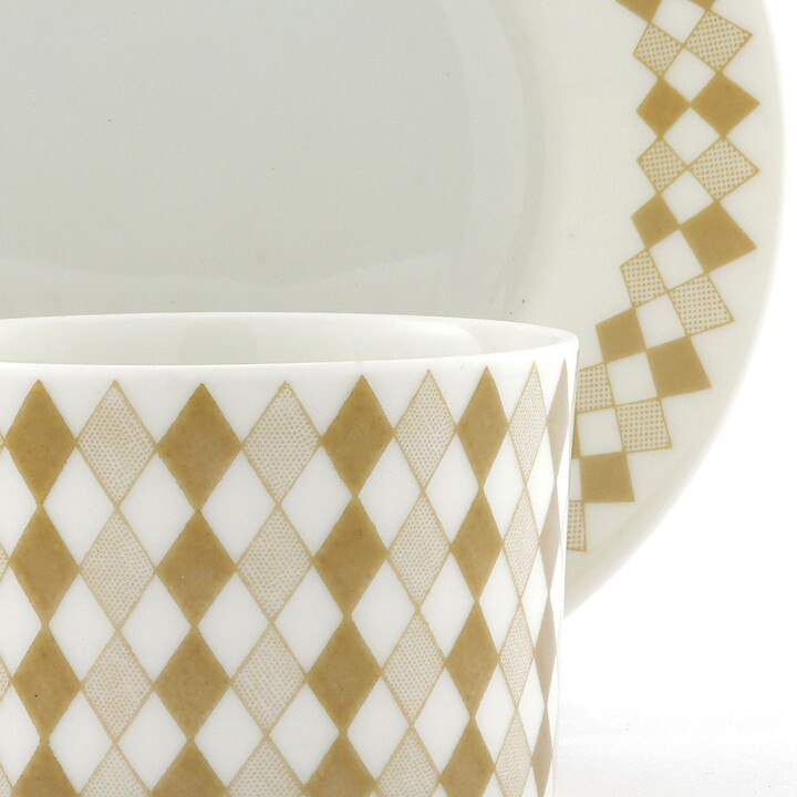  Raija Uosikkinen (Pajazzo 1954) Coffee Cup with Brown Harlequin Decor 9 cm  [Sample Images]