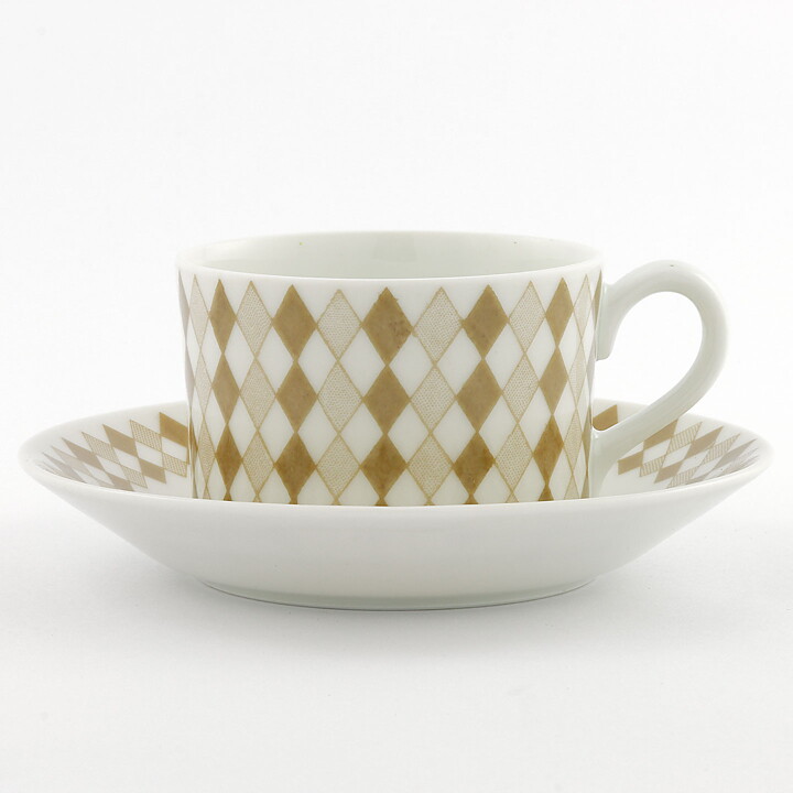  Raija Uosikkinen (Pajazzo 1954) Coffee Cup with Brown Harlequin Decor 9 cm  [Sample Images]