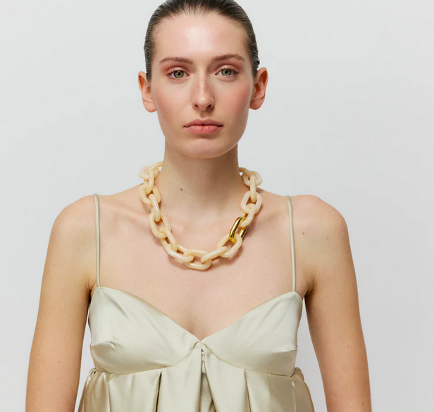 Ovalt Halsband med Guld Latte Marmor