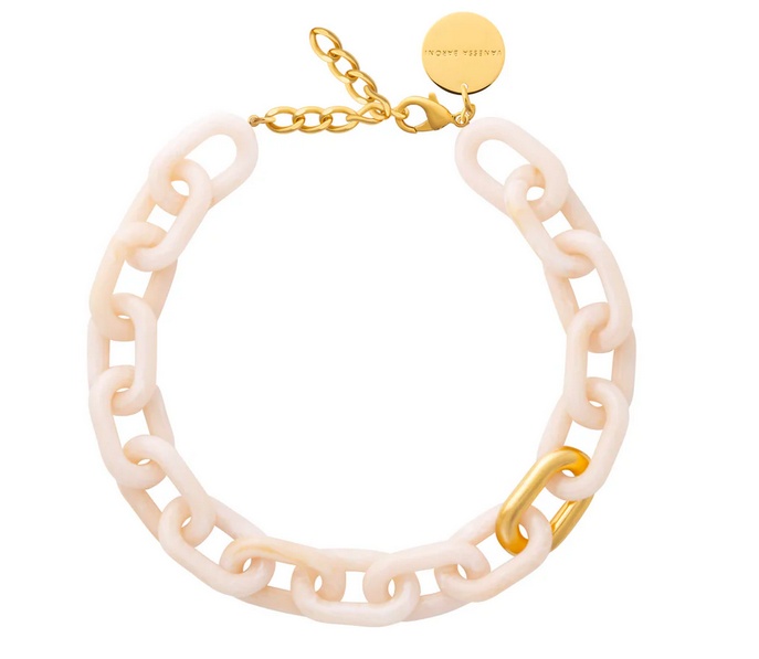 Ovalt Halsband med Guld Latte Marmor