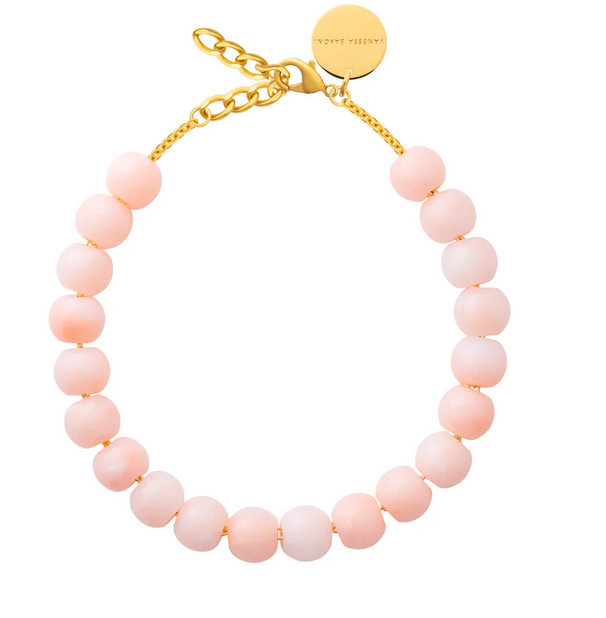 Halsband med små Pärlor Persika Sorbet