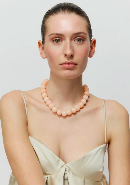 Halsband med små Pärlor Persika Sorbet
