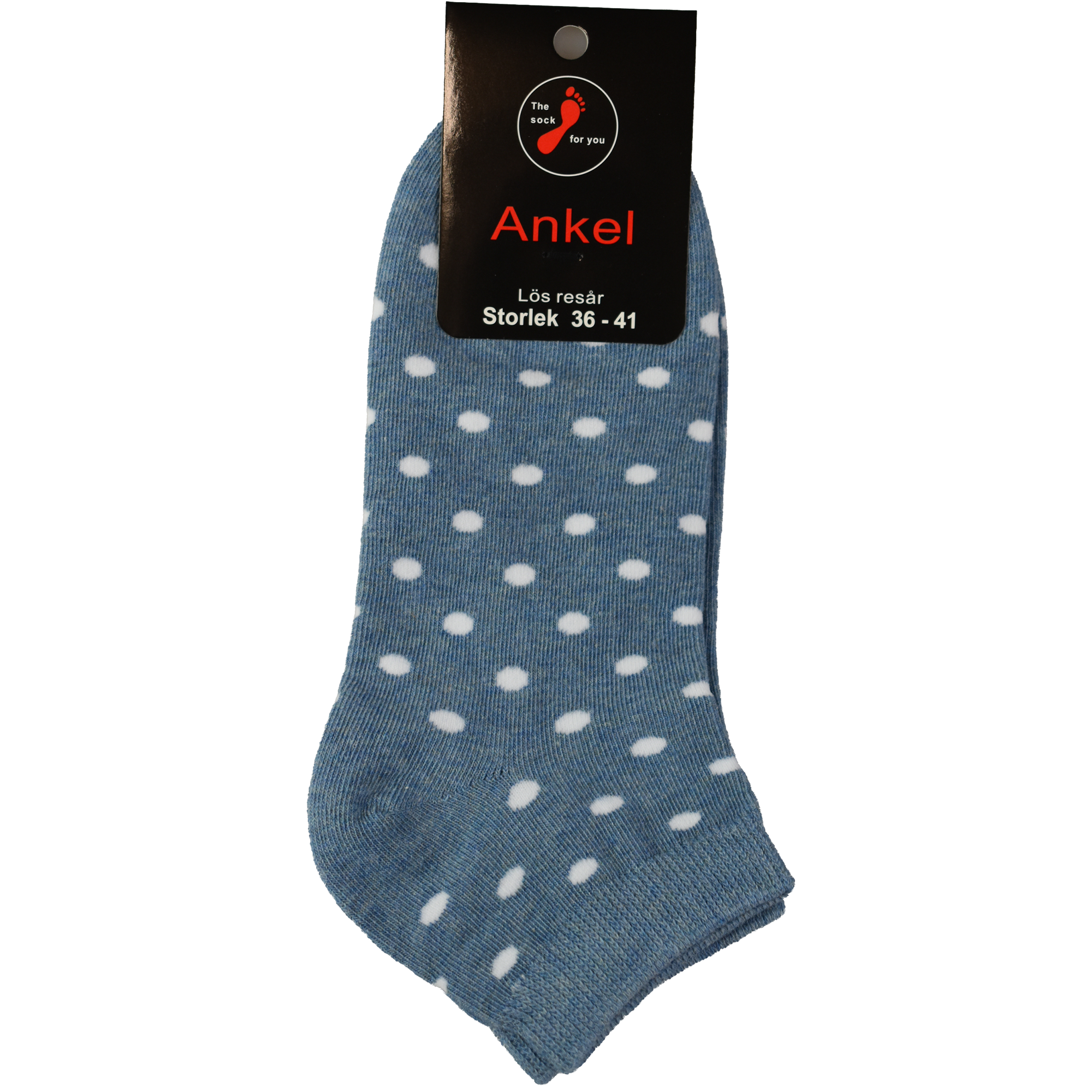 Ankelstrumpa utan tåsöm - jeans med vita prickar - Bomull