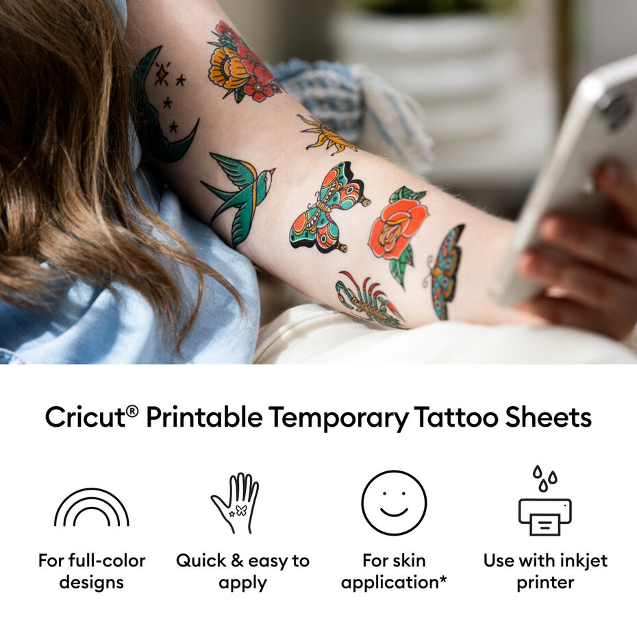 Temporary Tattoo Sheets, skrivbara. 3st. Cricut - 2