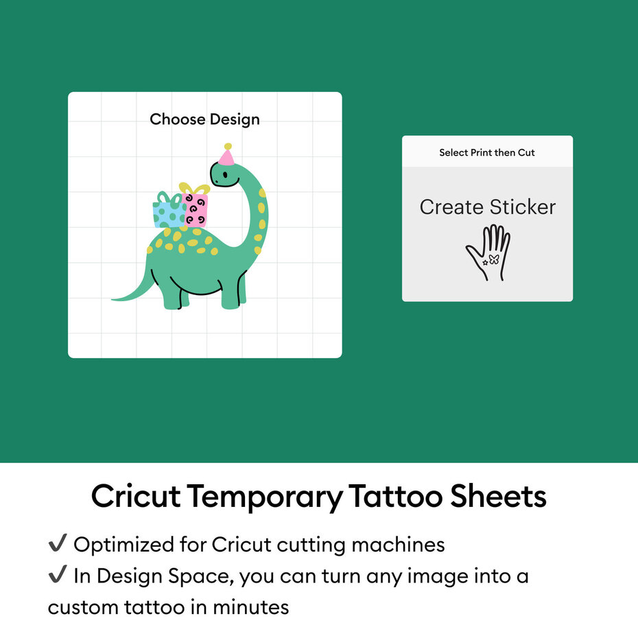 Temporary Tattoo Sheets, skrivbara. 3st. Cricut - 6