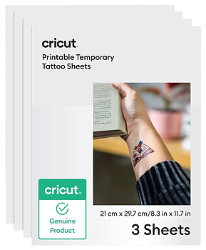 Temporary Tattoo Sheets, skrivbara. 3st. Cricut