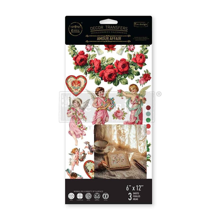 Amour Affair,  15x30cm, Decor Transfers (3ark), Re-Design with Prima