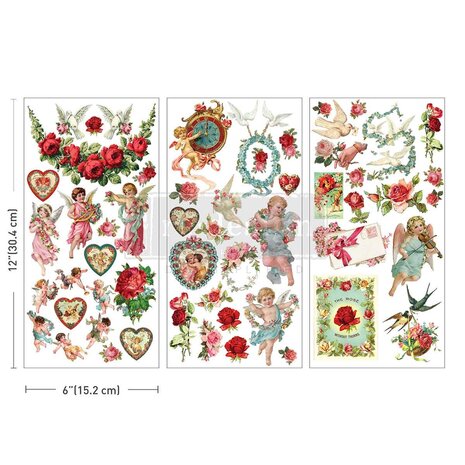 Amour Affair,  15x30cm, Decor Transfers (3ark), Re-Design with Prima - 2