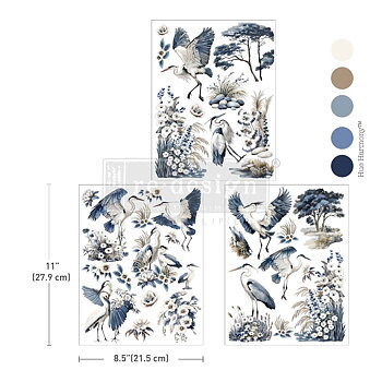 Silver Heron,  21,6 × 27,9cm, Decor Transfers (3ark), Re-Design with Prima