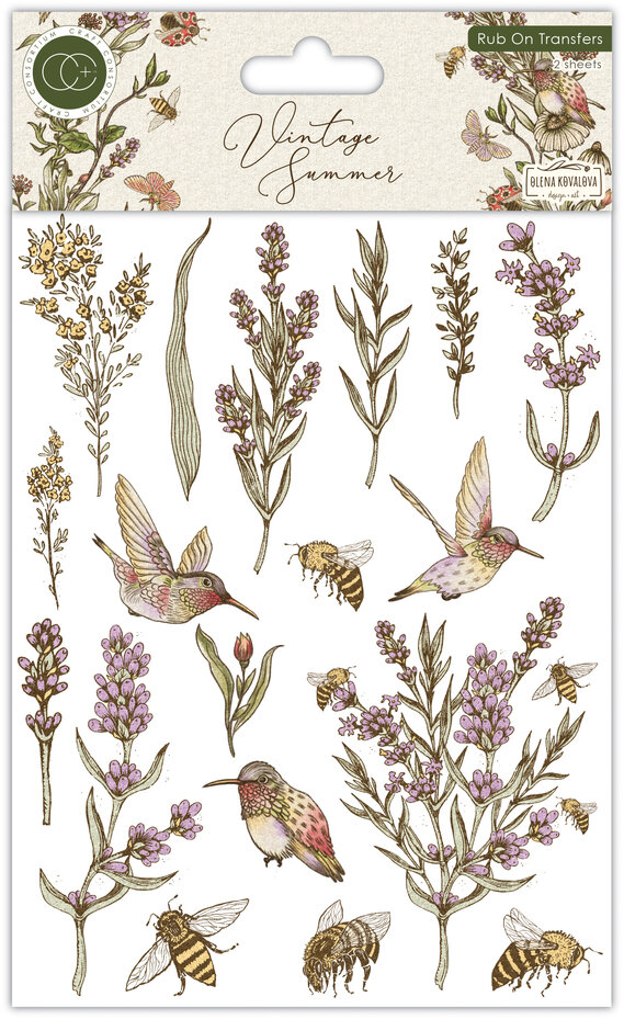 Vintage Summer Premium Rub-on Transfers Set, 15.24 x 20.32cm,  Craft Consortium