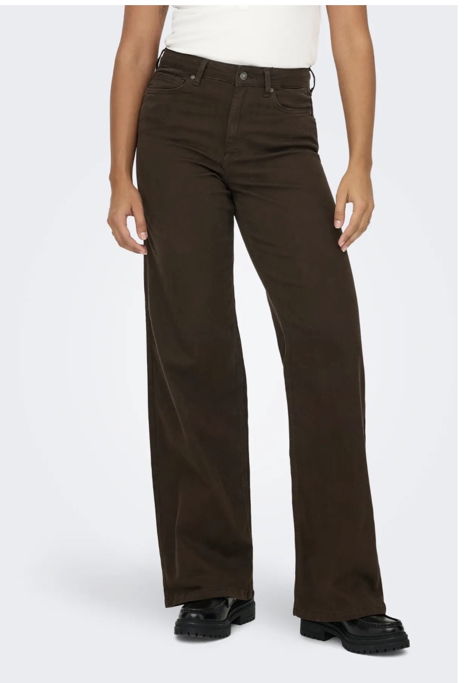 Only Madison Blush High Waist Wide Dark Brown Denim