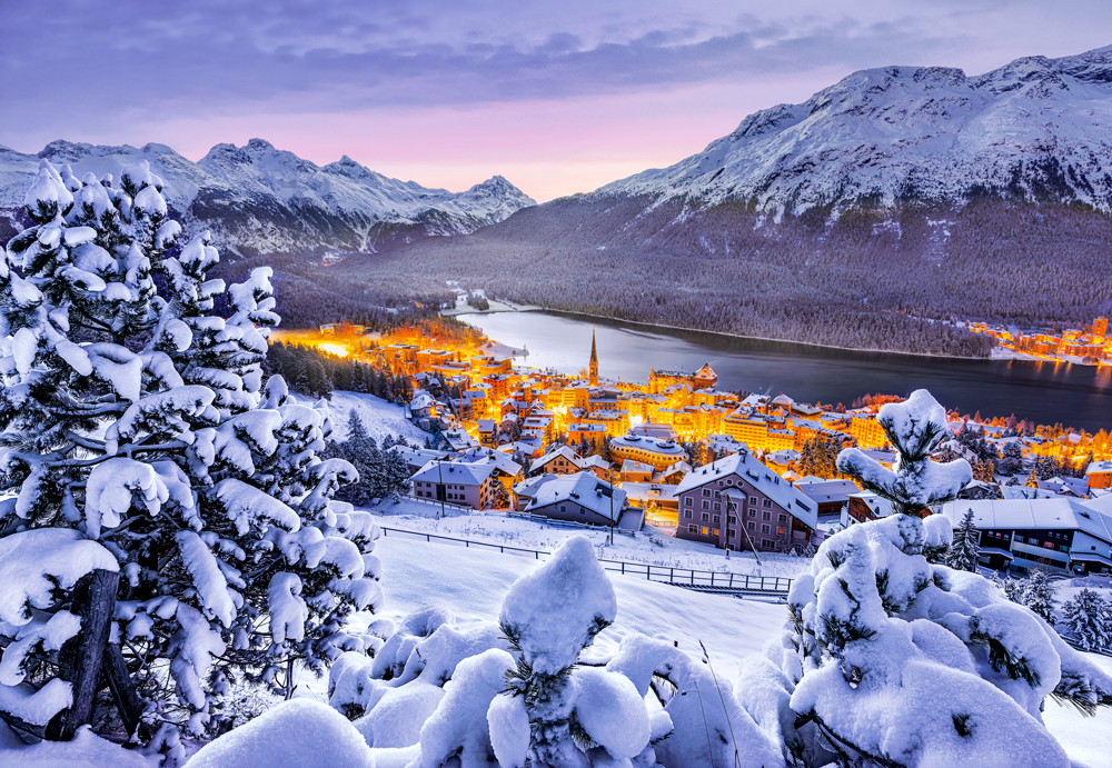 St. Moritz, Switzerland, puslespil med 1000 brikker (C-105557)