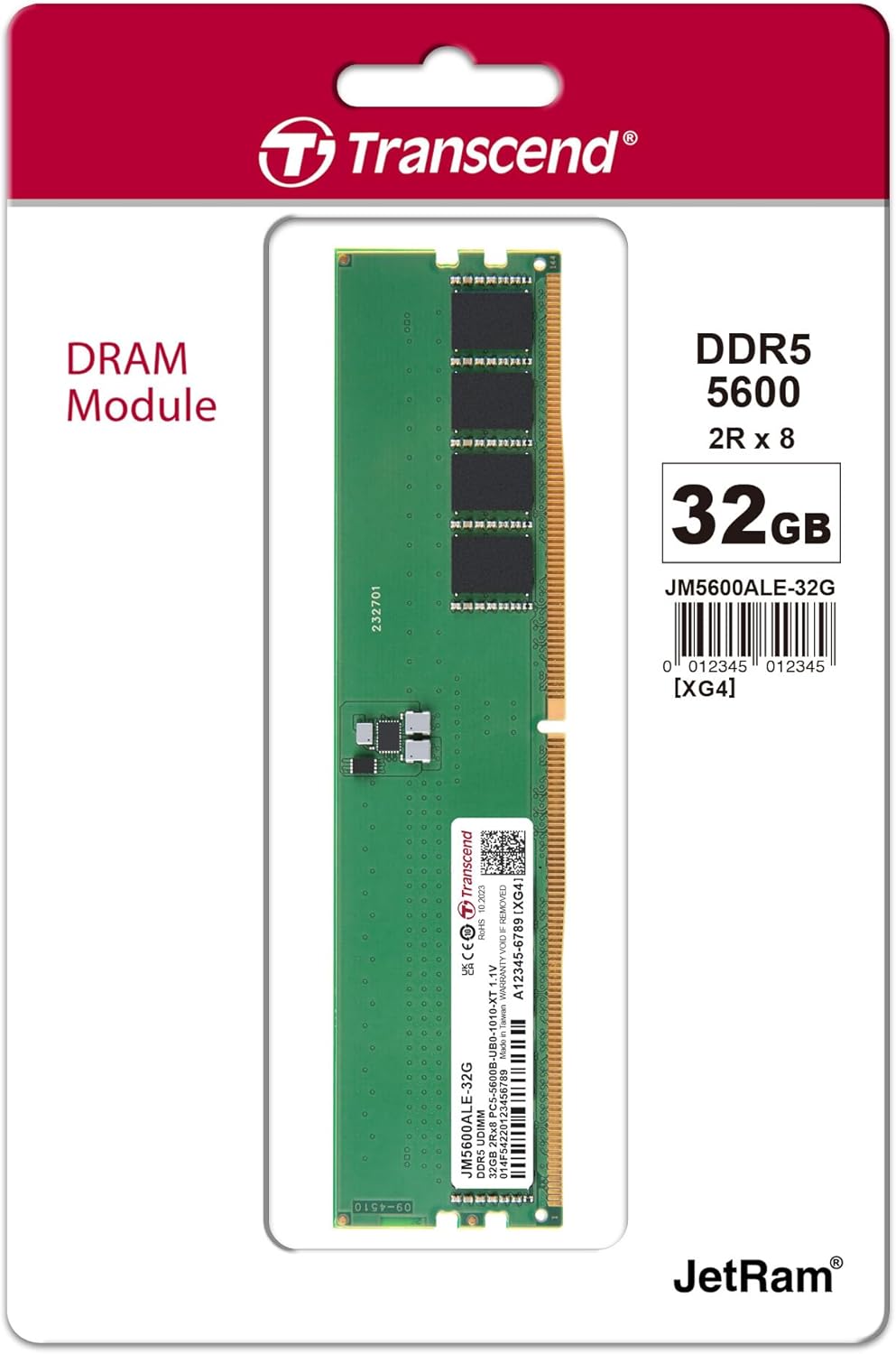 Transcend JetRAM 64GB (2x32GB) DDR5 5600MHz CL46 1.1V (JM5600ALE-32G) - 7