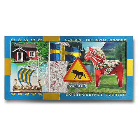 Foliemagnet, Dalahäst, vikingaskepp 