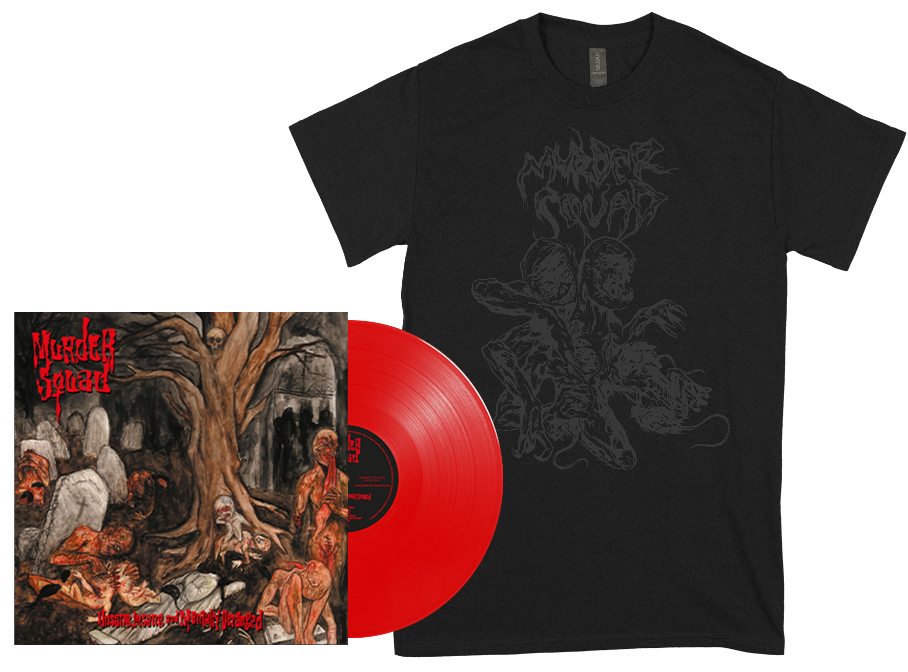 MURDER SQUAD - Unsane, Insane... LP + Two Headed Abomination T-shirt BUNDLE (PRE-ORDER)