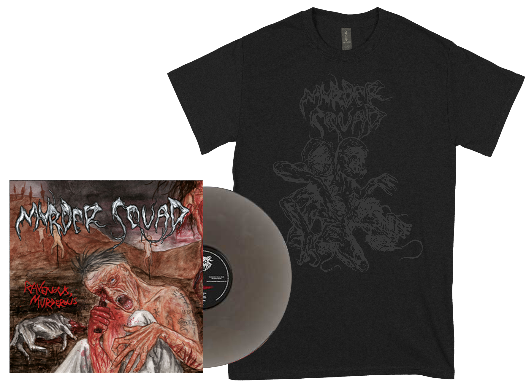 MURDER SQUAD - Ravenous, Murderous LP + Two Headed Abomination T-shirt BUNDLE (PRE-ORDER)