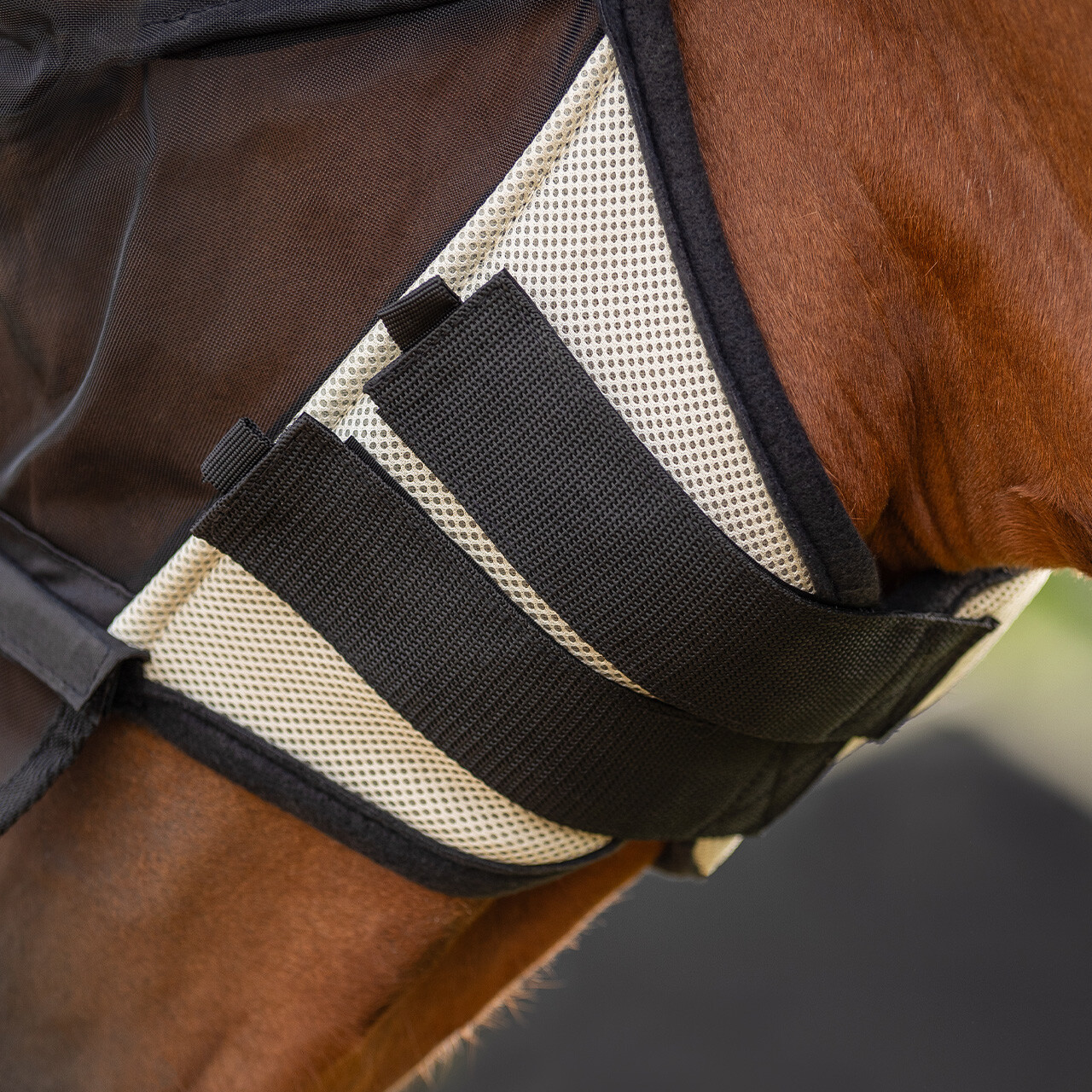 Fly mask QHP with removable nose guard, beige - 4