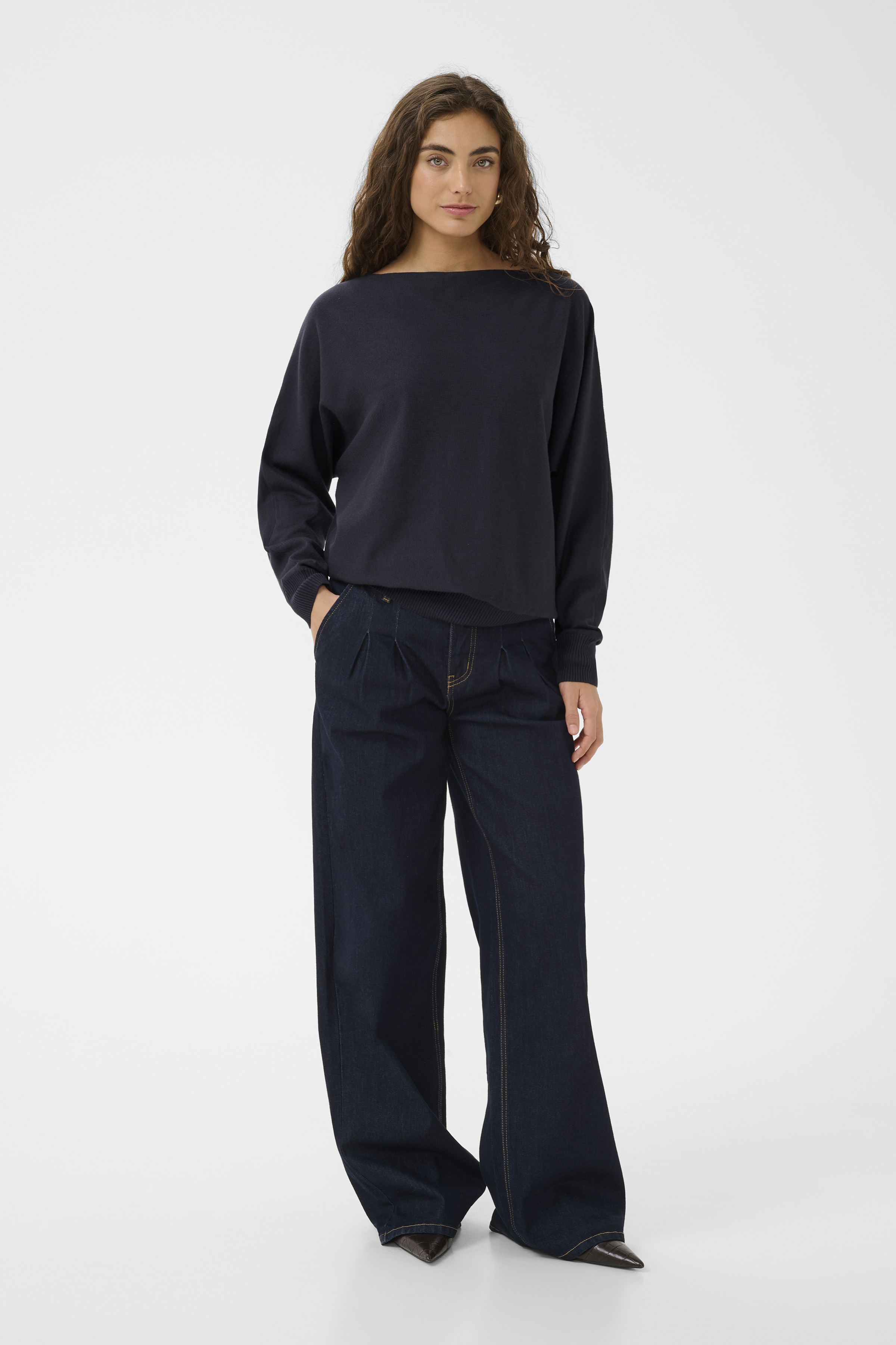 CUannemarie Batwing Jumper Salut  Marinblå Tröja - 3