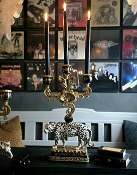 Trearmad Ljusstake - Leopard Black/Gold