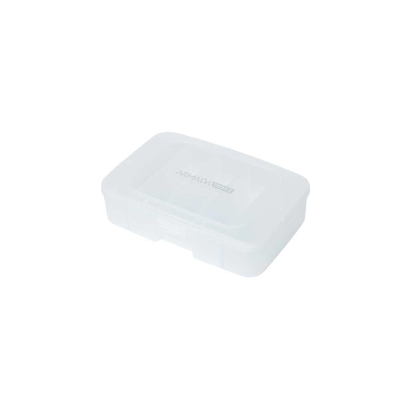 A tackle box from Armada that easily fits in your pocket. Five dividers make it easy to keep your spoons, spinners, small jigs, and accessories organized.